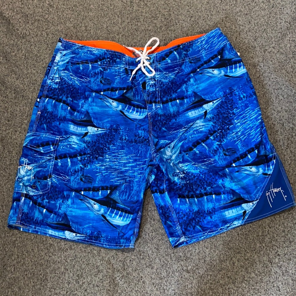 Guy Harvey Blue Shark Print Shorts